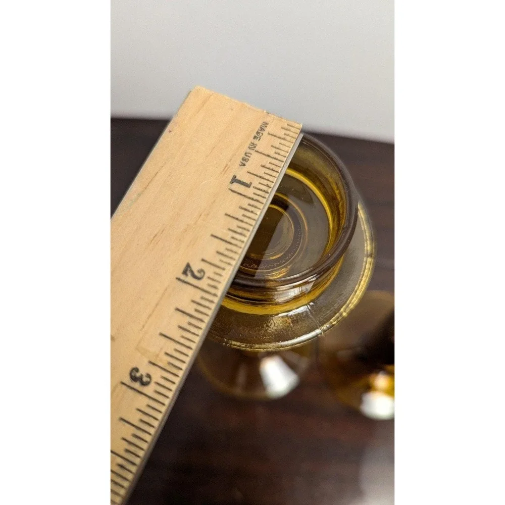 Gardeners Eden Vintage Amber Glass Candle Holders Pair 8in Mid Century Modern